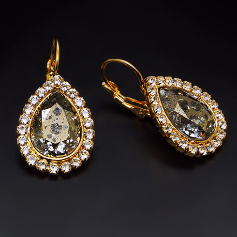 Auskari "Debesu Piliens (Gold Patina)" ar Swarovski™ kristāliem