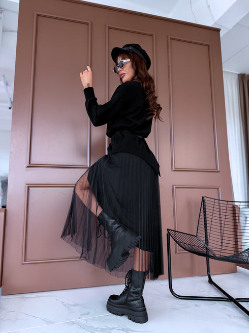 Tilla kleita + džemperis "DAILY SET" - MELNS