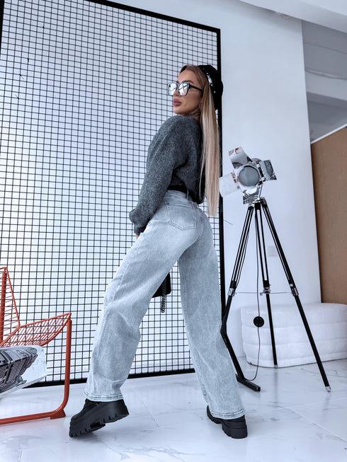 DAD FIT jeans pants "WODOO" T265-17 - LIGHT GRAY