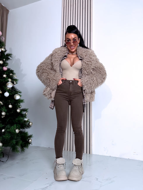 "Pinterest 6AW006" искусственная меховая куртка - CARAMEL