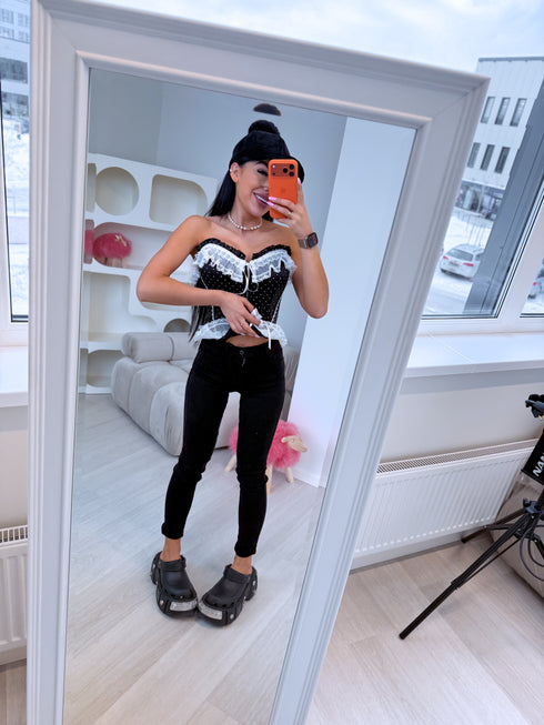 "STATES T5399-10" denim PUSH-UP pants - BLACK