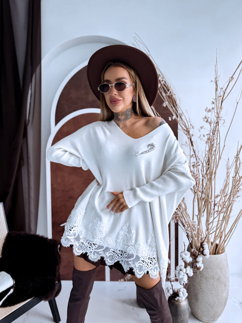 PLUS SIZE sweater "AGAIN 10588" - white