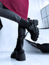 "Double Belt 5803" boots with side elastic - BLACK