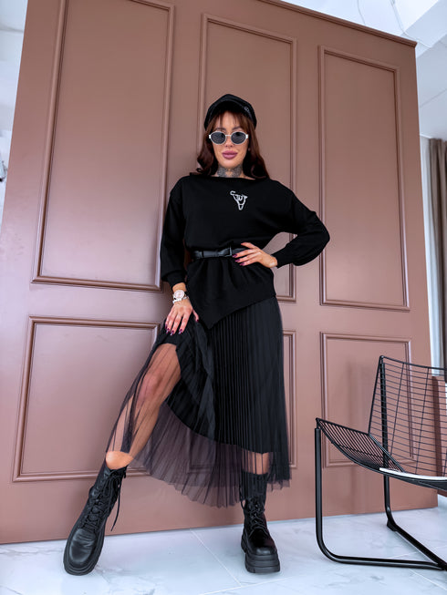 Tilla kleita + džemperis "DAILY SET" - MELNS