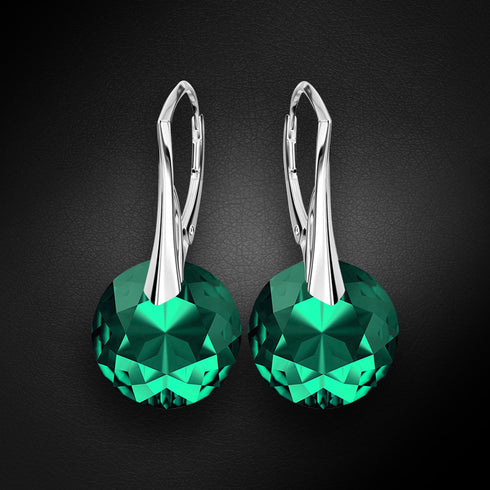 Sudraba auskari "Marianna (Emerald)" ar Swarovski™ kristāliem