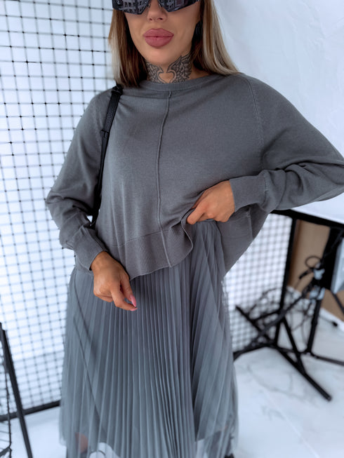 "VIOLA 3212" set - dress + jumper - KHAKI