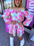 "SPRING BEAUTY" shorts suit + belt - multicolored tones