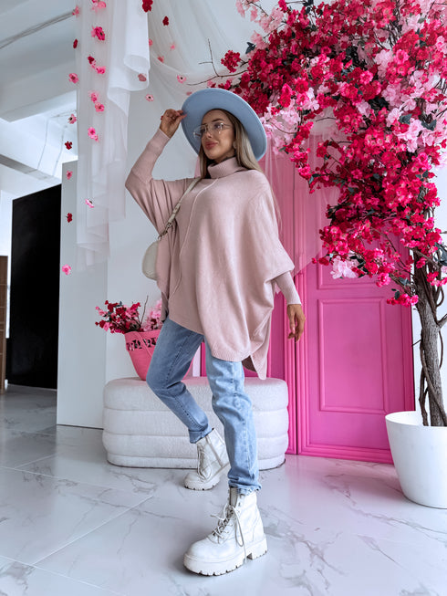 LARGE SIZE sweater "POSITIVE Z034" - old pink