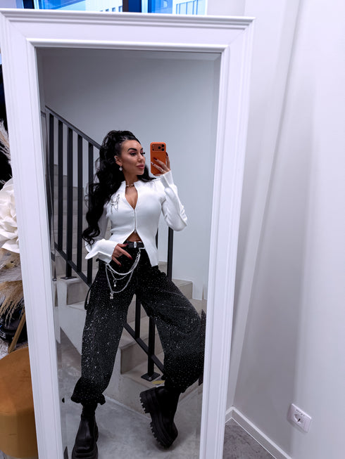 Knitted jacket "JINGLE BELLS A13194" - WHITE