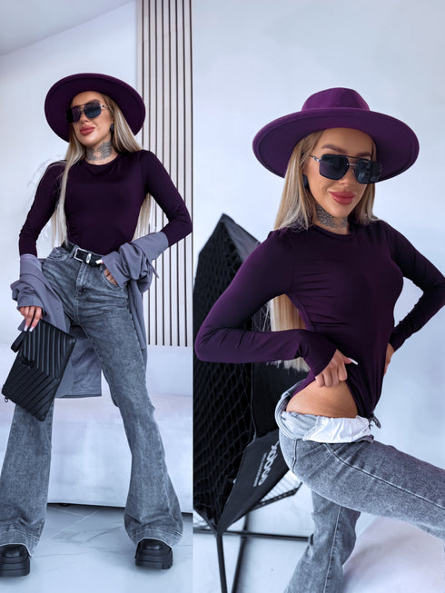Long Sleeve Bodysuit "BASIC" - EGGPLANT PURPLE