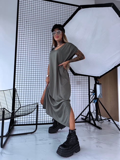 Эластичное платье "KOSMO LS1699" - ХАКИ