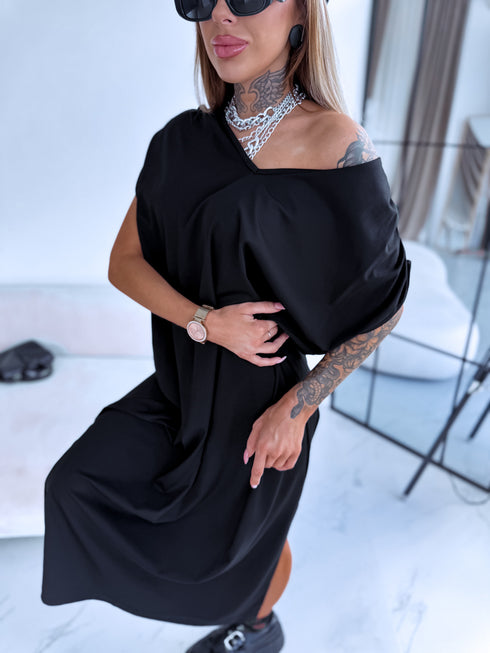 Эластичное платье "KOSMO LS1699" - ЧЕРНОЕ