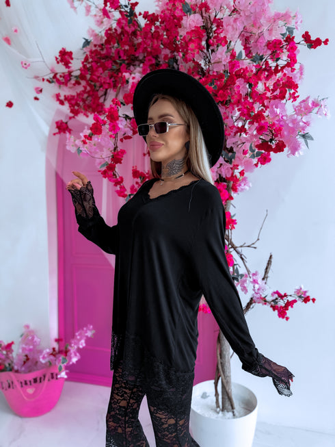 "Shadowline 3571" viscose thin sweater - BLACK