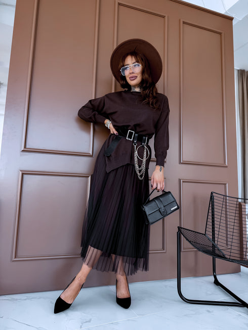 Tilla kleita + džemperis "DAILY SET" - CHOCO