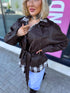 Куртка из искусственной кожи "WAIST ACCENT" S-6253 - CHOCO