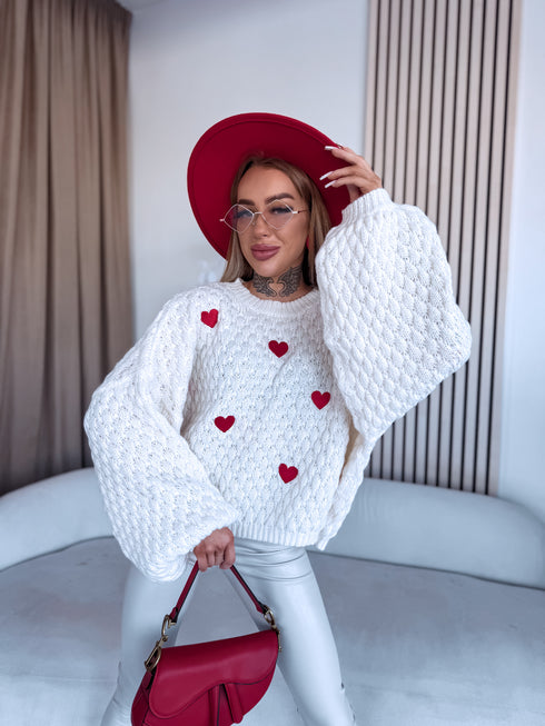 Adīts džemperis "CHOCOLATEY LOVE 7102" - GAIŠI BĒŠS AR SARKANU