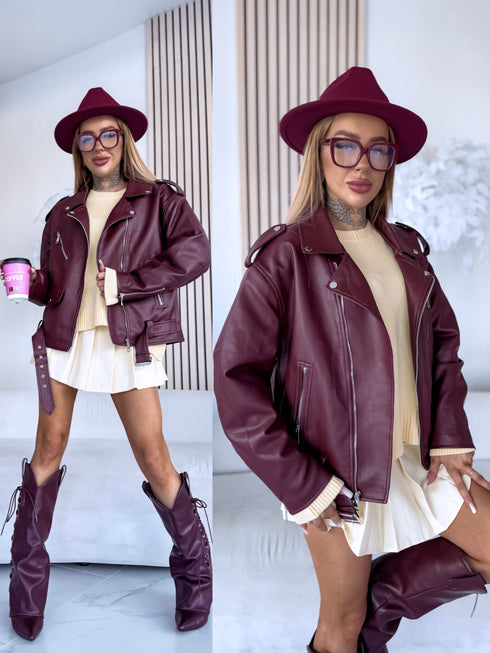 "POISON" Ādas imitācijas jaka CV2169-29 - BORDO