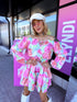 "SPRING BEAUTY" shorts suit + belt - multicolored tones