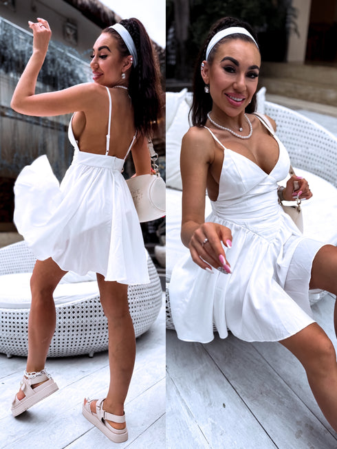 Короткое платье с акцентом на талии "PARADOX" - БЕЛОЕ