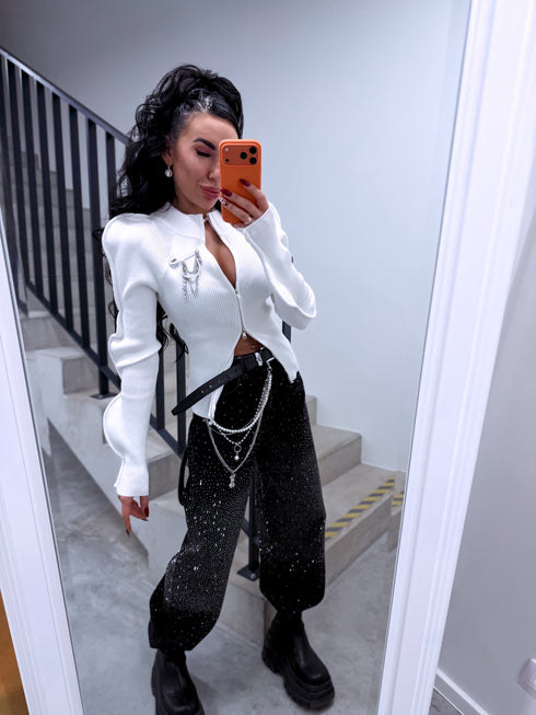 Knitted jacket "JINGLE BELLS A13194" - WHITE