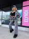 Extra long pants "WHERE BLUE FALLS" T6392-8 - DARK GRAY