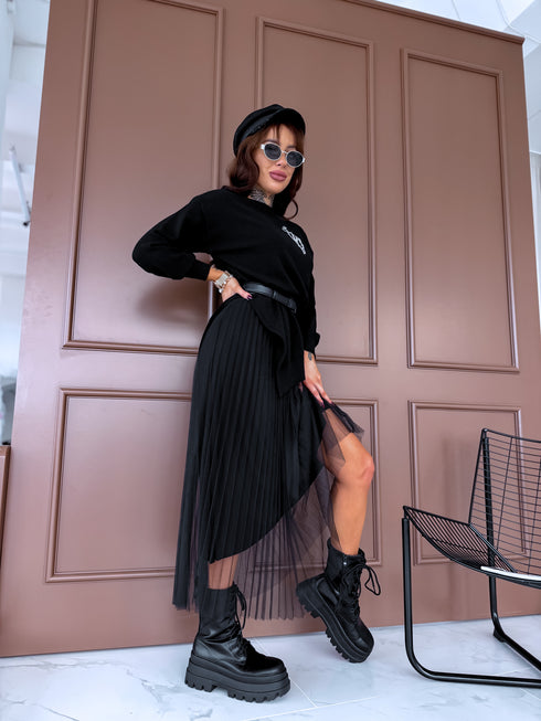 Tilla kleita + džemperis "DAILY SET" - MELNS