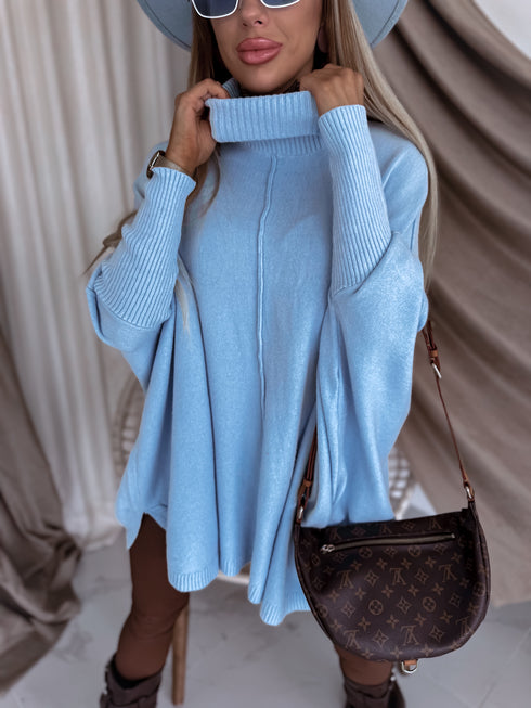 LARGE SIZE sweater "POSITIVE Z034" - light blue