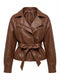 Ādas imitācijas jaka "HAZELNUT" S-6209 - CHOCO