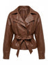 Ādas imitācijas jaka "HAZELNUT" S-6209 - CHOCO