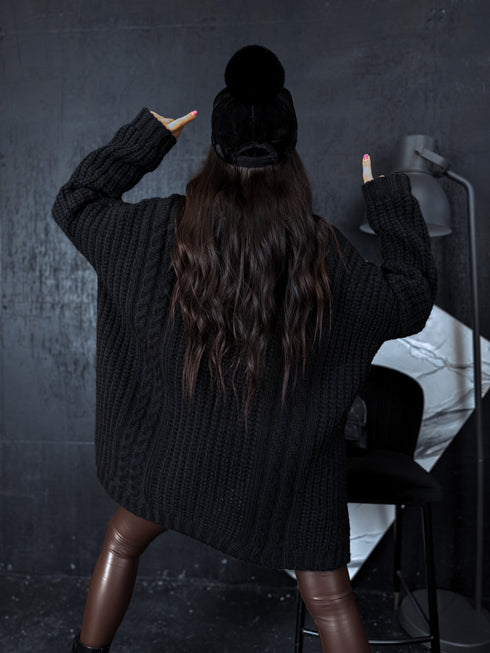 ELYNDI extended wool sweater - BLACK