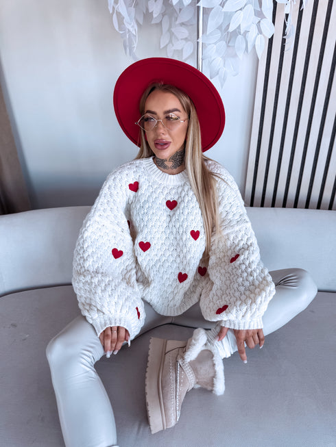 Adīts džemperis "CHOCOLATEY LOVE 7102" - GAIŠI BĒŠS AR SARKANU