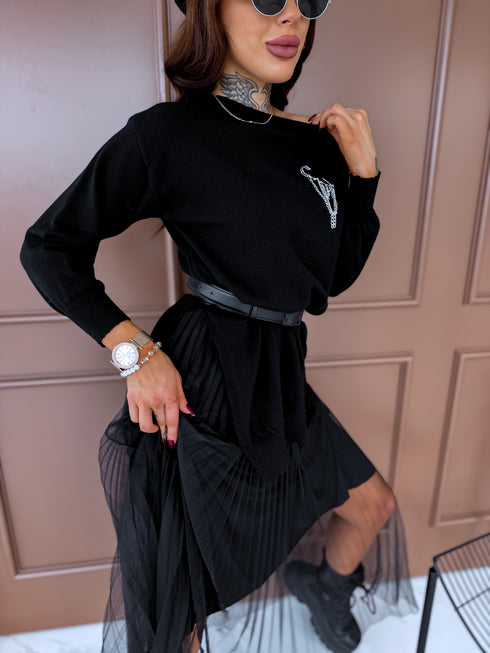 Tilla kleita + džemperis "DAILY SET" - MELNS