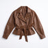 Ādas imitācijas jaka "HAZELNUT" S-6209 - CHOCO