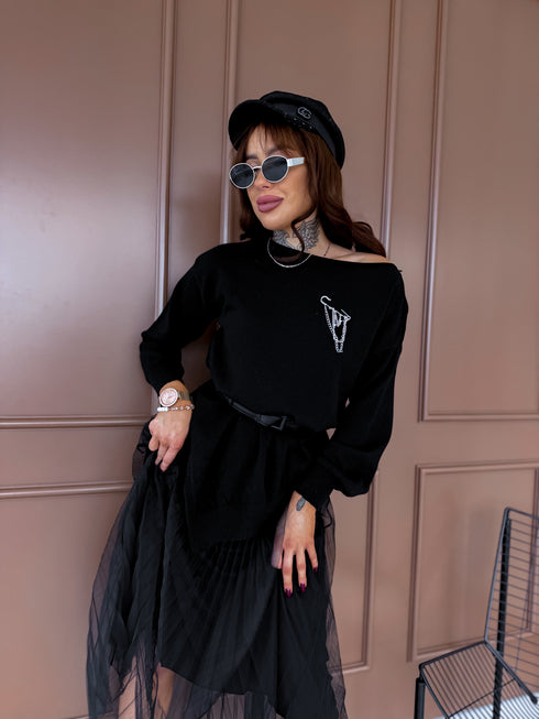 Tilla kleita + džemperis "DAILY SET" - MELNS