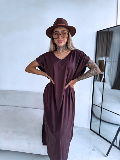 Эластичное платье "KOSMO LS1699" - CHOCO