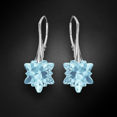 Sudraba auskari "Edelveiss (Aquamarine)" ar Swarovski™ kristāliem