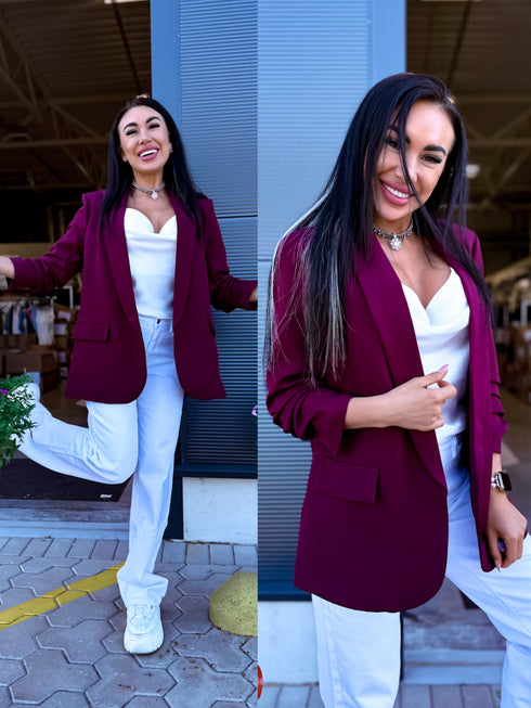 Burgundy, ONE SIZE jacket + burgundy top