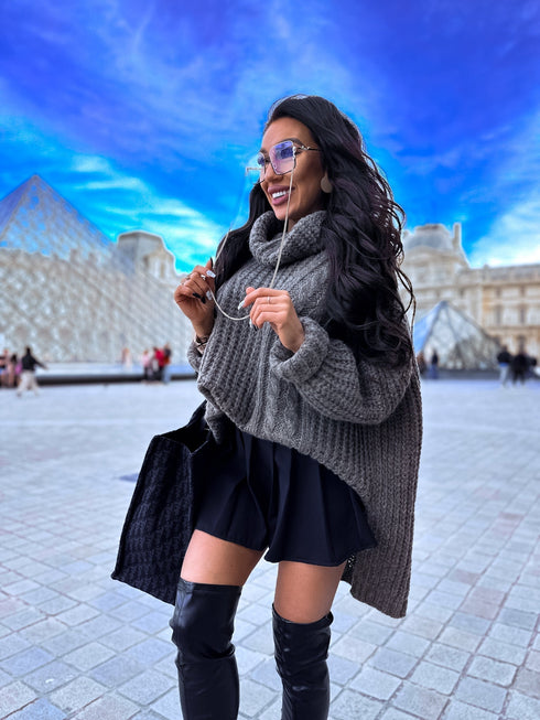 ELYNDI extended wool sweater - CHOCO