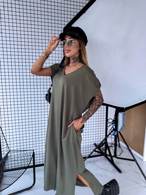 Эластичное платье "KOSMO LS1699" - ХАКИ