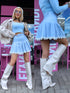 Waffle Shorts "DAPHNE" 24519 - LIGHT BLUE