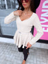 Knitted top + belt "DOLCE VITA 93019" - CREAM WHITE