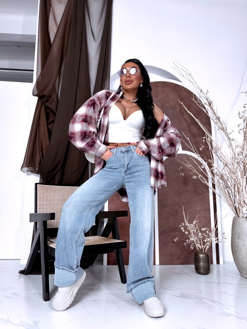 "CHECK" rūtots krekls DM2386 - BORDO