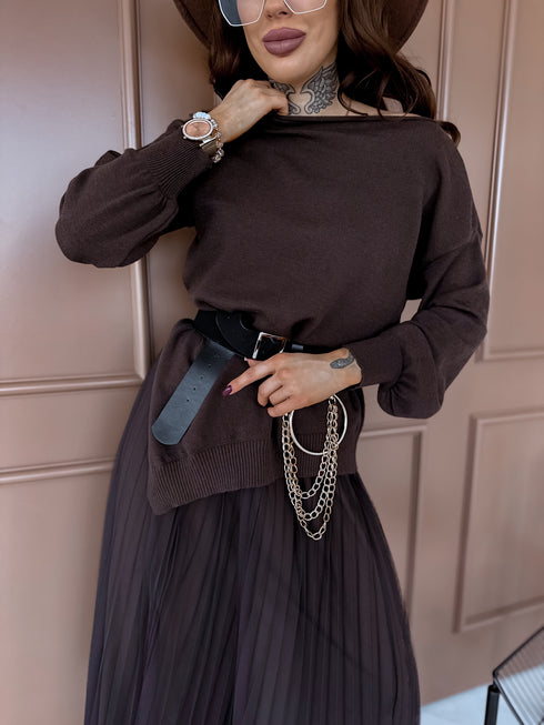 Tilla kleita + džemperis "DAILY SET" - CHOCO