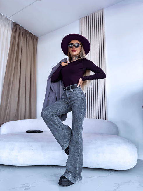 Long Sleeve Bodysuit "BASIC" - EGGPLANT PURPLE