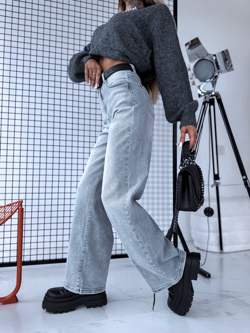 DAD FIT jeans pants "WODOO" T265-17 - LIGHT GRAY