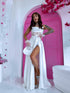 Long dress with a slit "CORSET LUX" - CREAM WHITE