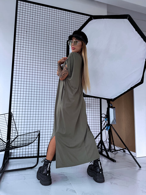 Эластичное платье "KOSMO LS1699" - ХАКИ