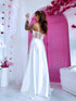 Long dress with a slit "CORSET LUX" - CREAM WHITE