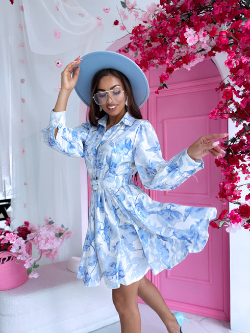 Kleita "ASORTI 9477" + josta - gaiši zila ar baltu