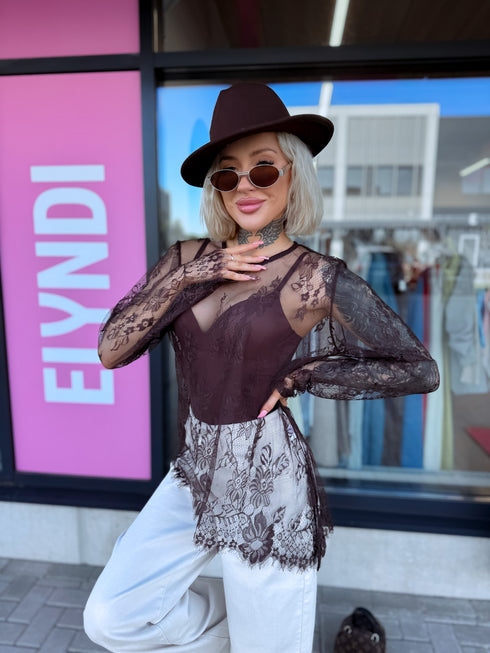 Mežģīnes tops "MODERN" 08153 - CHOCO